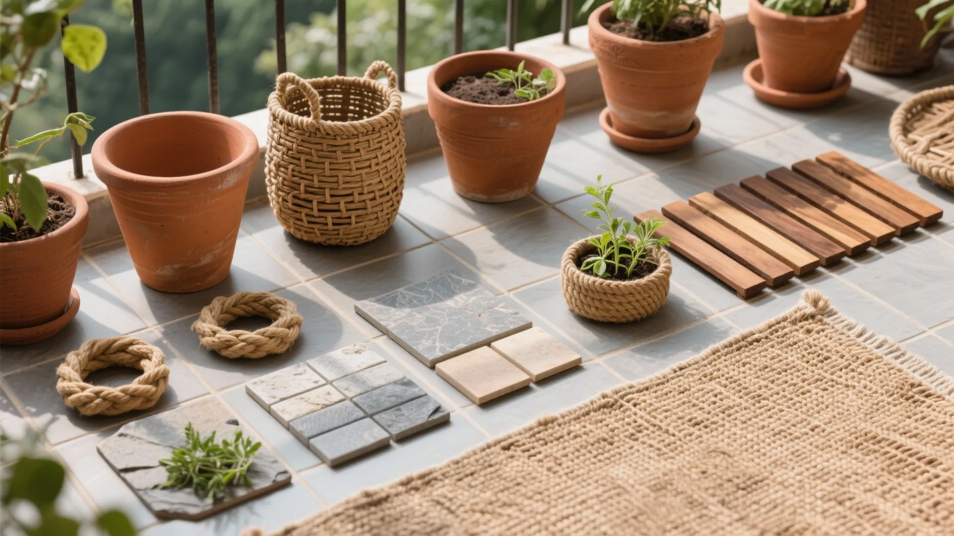 Terracotta, Cane, and Warm Wood Textures