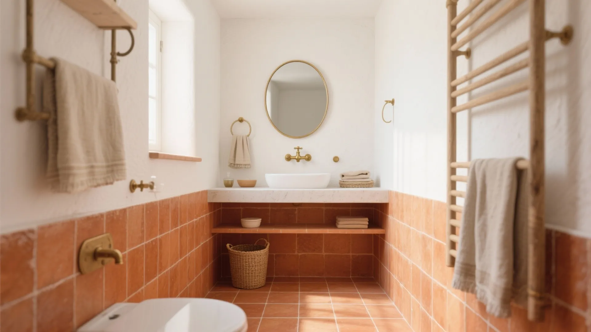 Terracotta Tile + Off-White Paint (Warm, Grounded, Mediterranean)