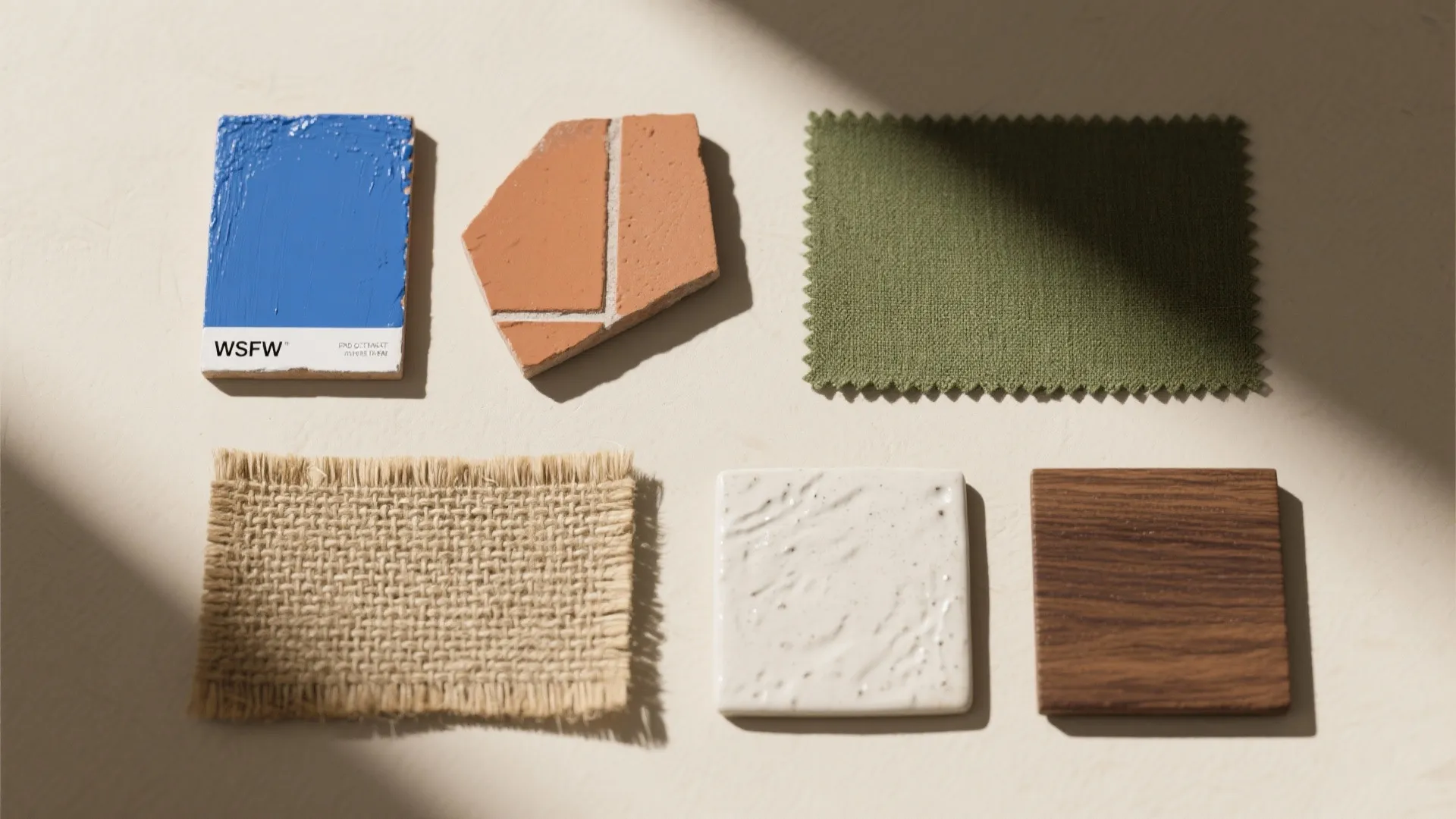 Sky blue + terracotta + olive (earthy Mediterranean contrast)