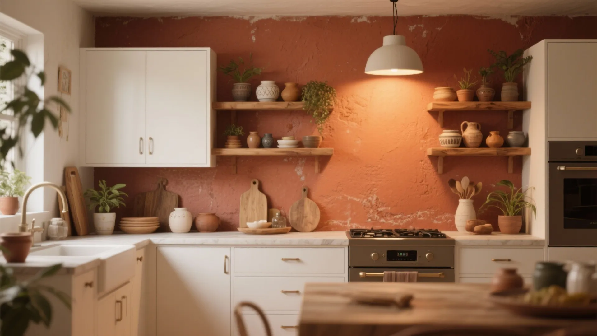 5. Warm Terracotta Accent Wall for Personality