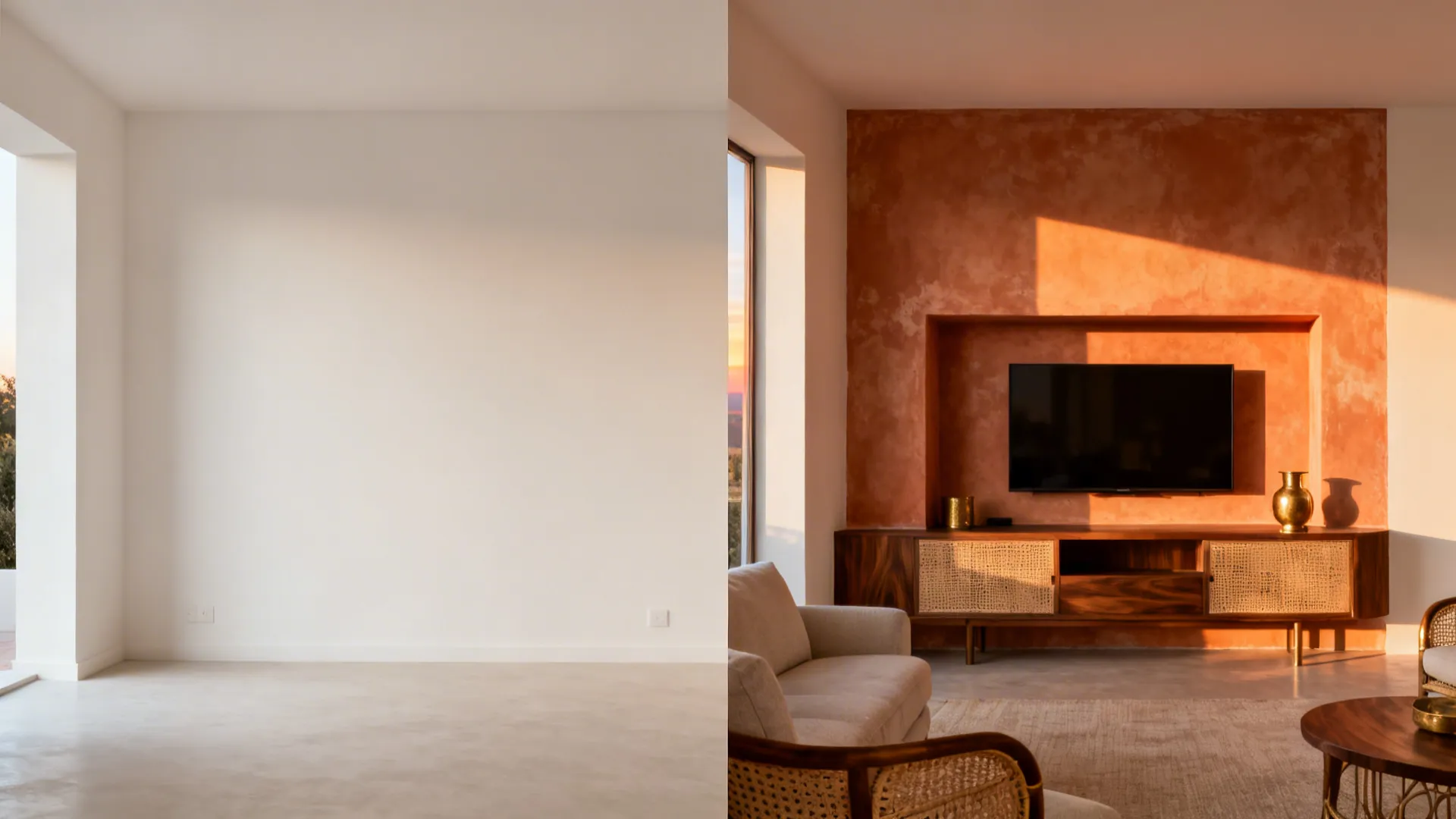 Earthy Terracotta Accent with Off-White Walls