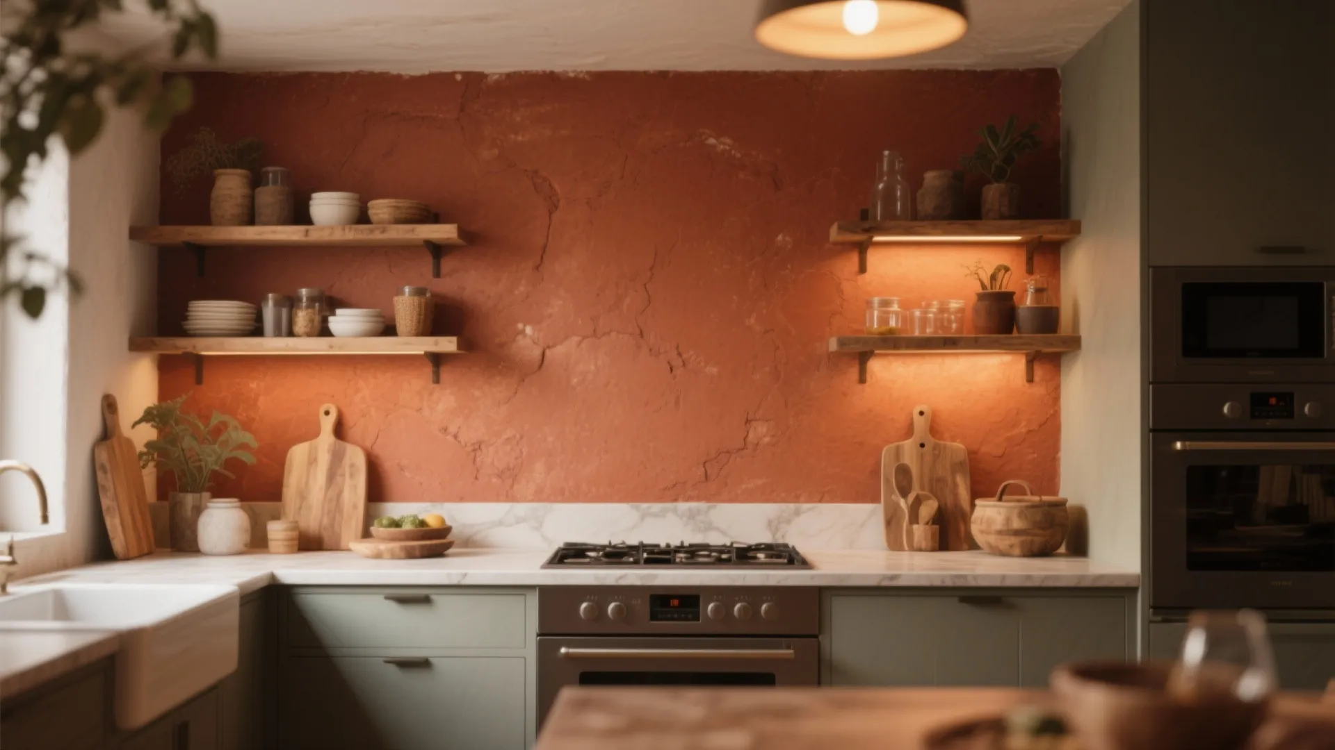 1. Warm-Toned Accent Walls