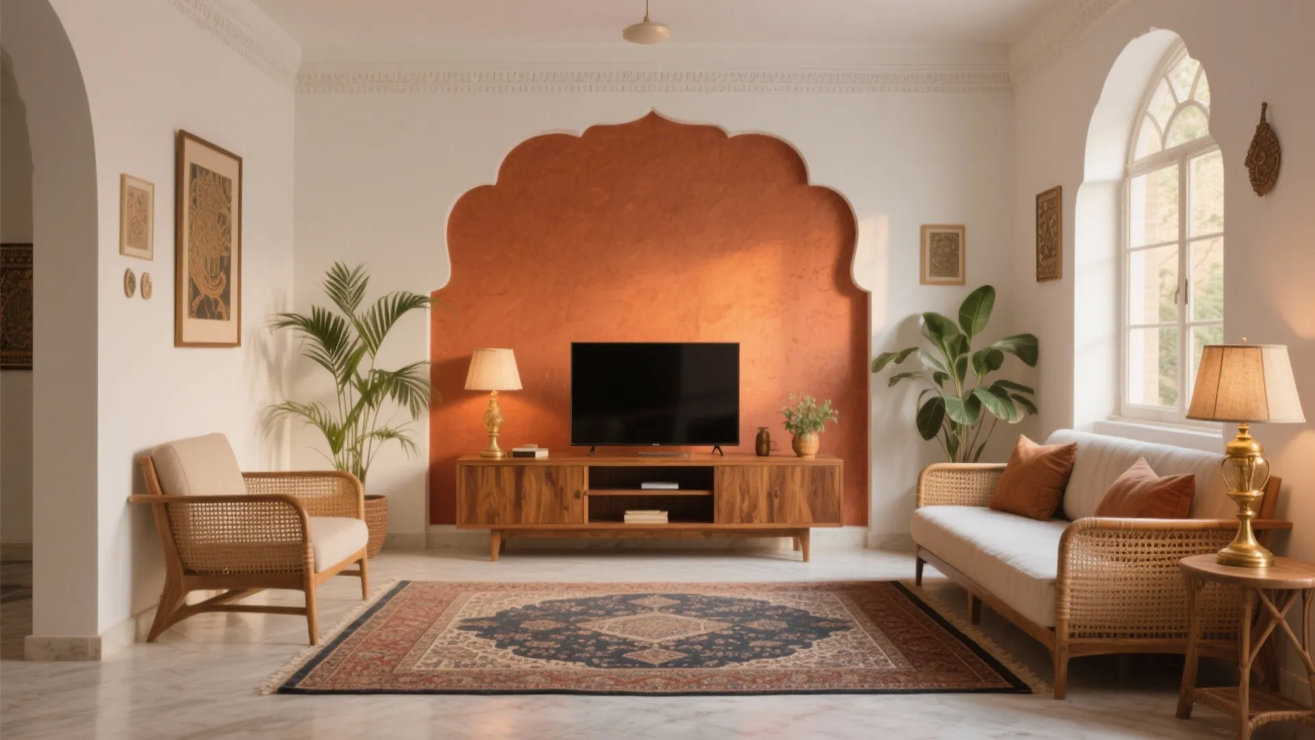 Earthy Accent Wall with Terracotta or Rust
