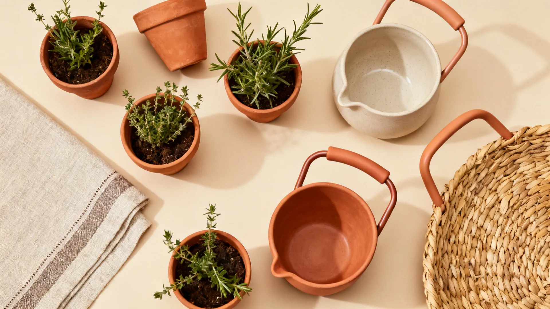 Terracotta Accents: Open Shelves, Planters, and Hardware