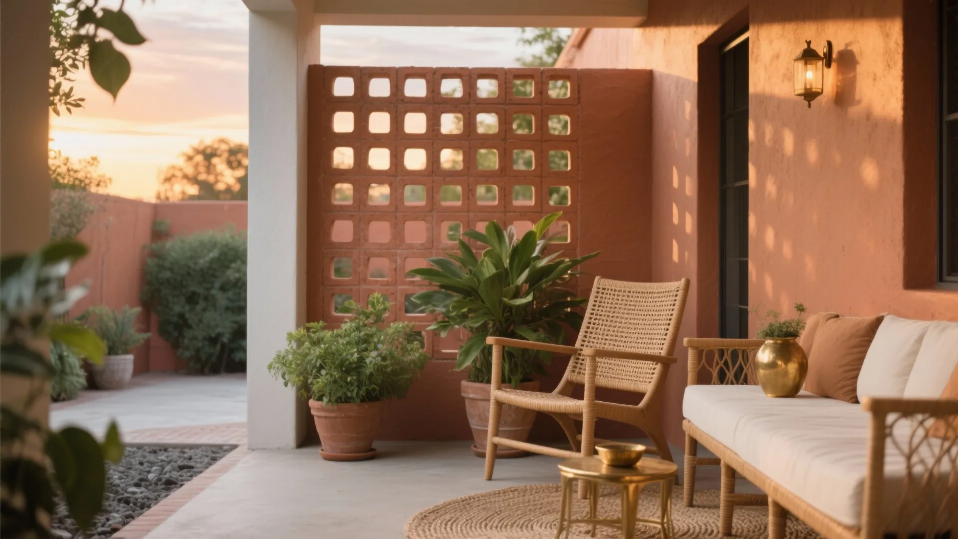 Terracotta warmth with breezeblocks for airflow