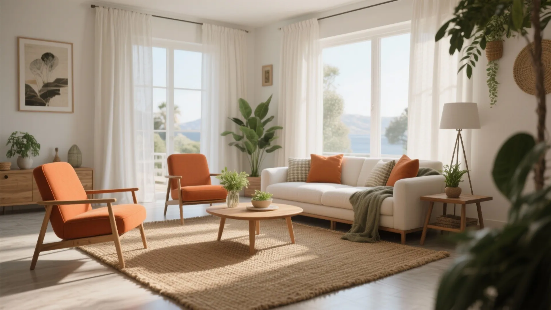 Terracotta accent chairs in a cozy living room