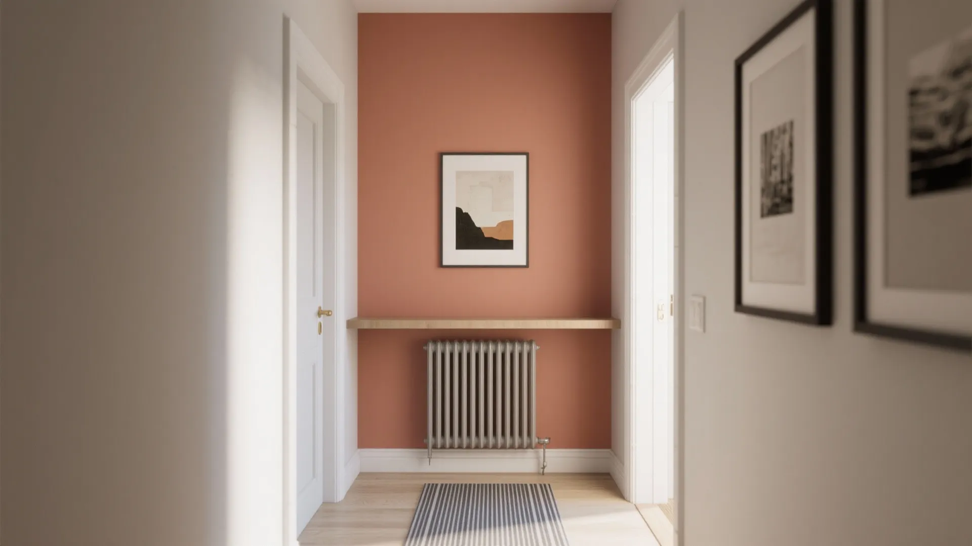 Color-Blocked Accent Wall with Art