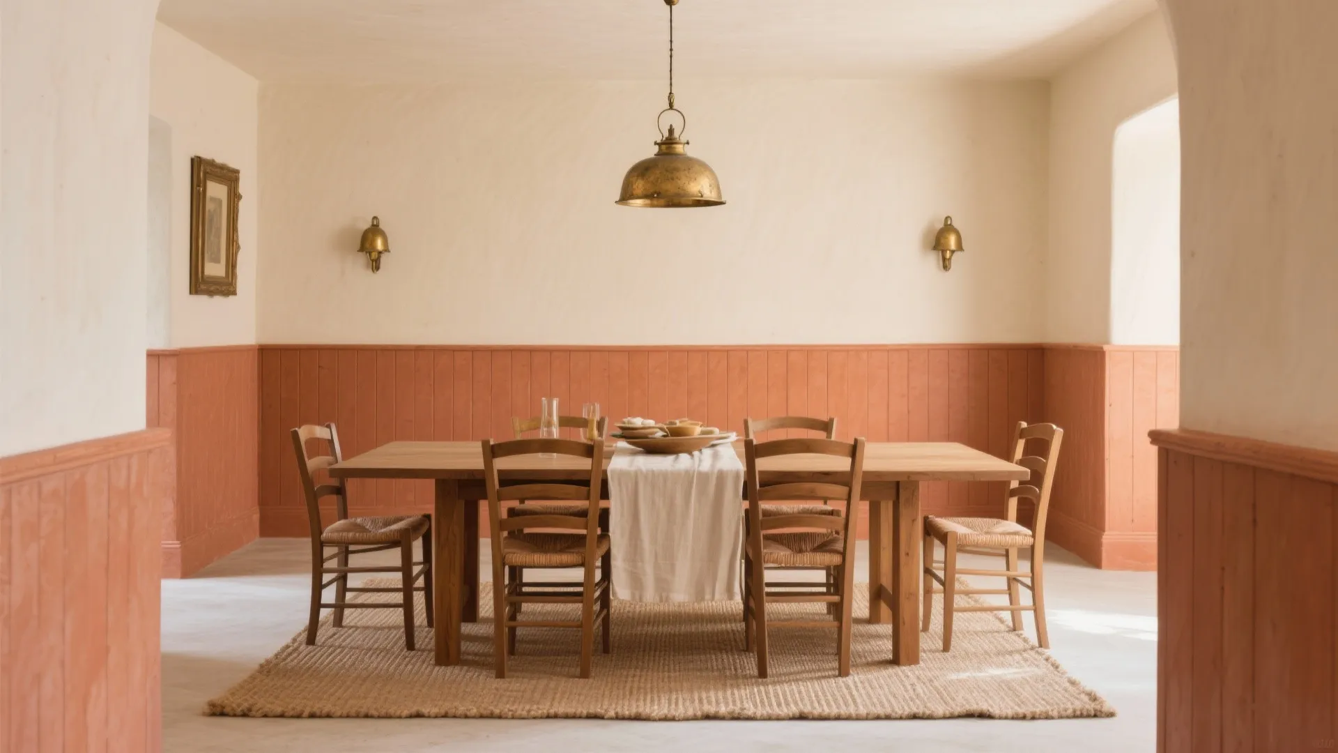 Soft Terracotta and Cream with Aged Brass