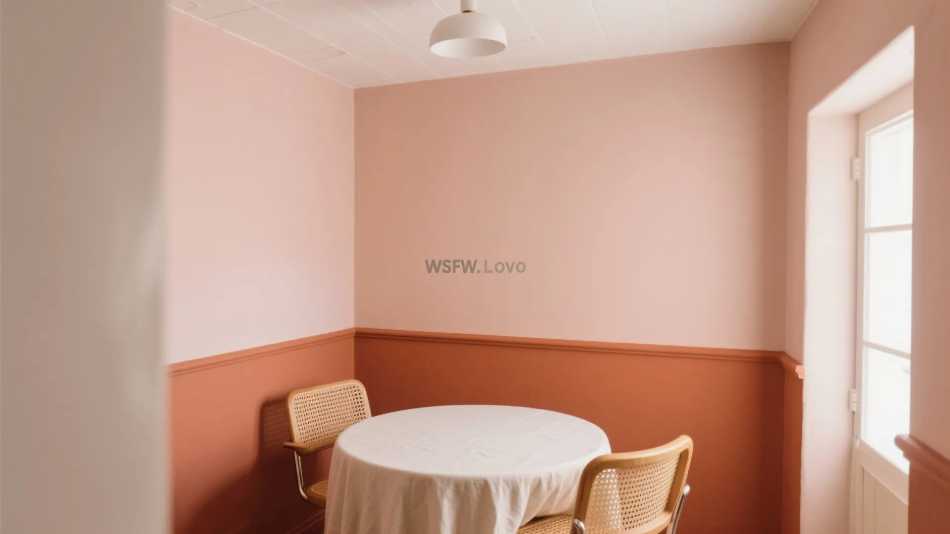 4) Terracotta + Blush + Linen White (Dining Nook Glow)