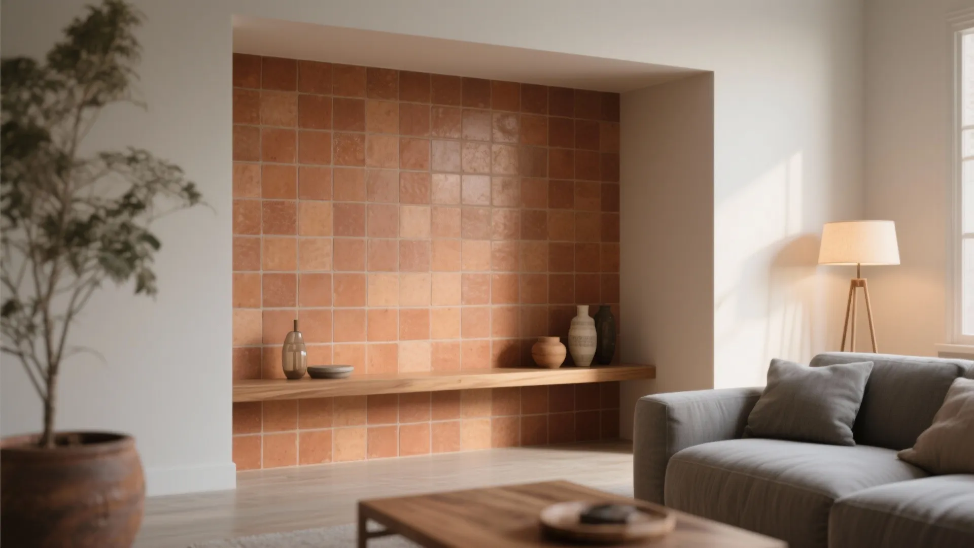 Warm Terracotta Feature Niche