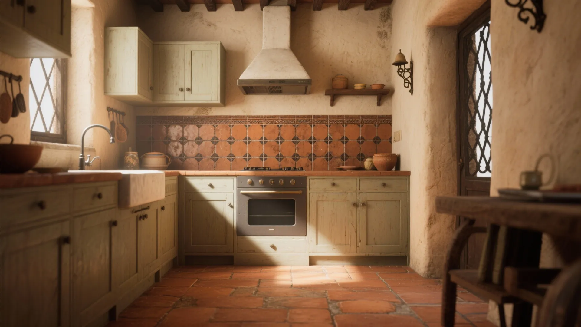 Rustic Terracotta Floors and Backsplashes