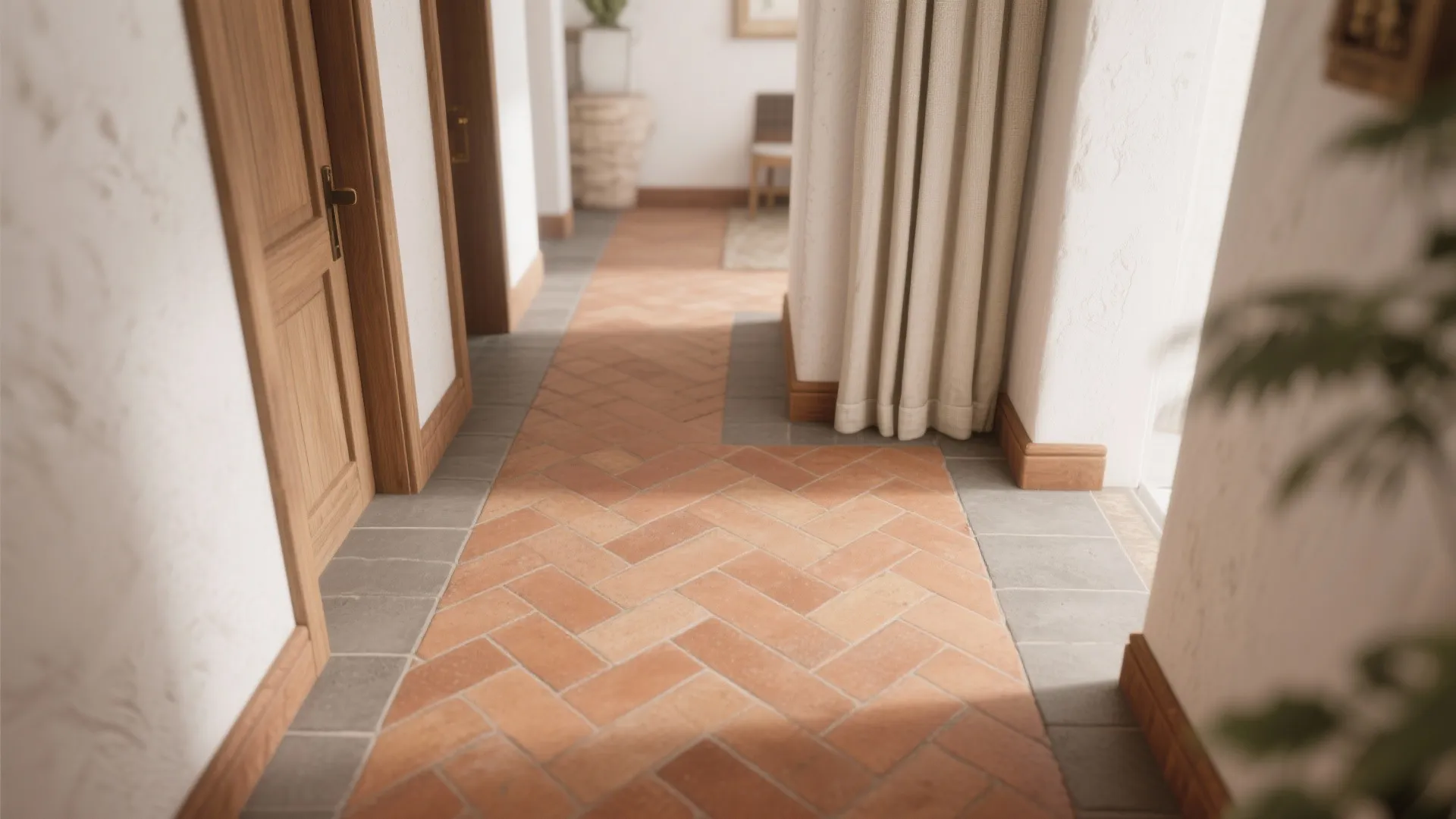 Warm Terracotta Herringbone With Sealed Edges
