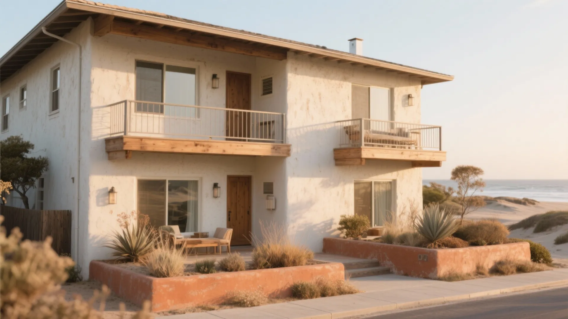 Rustic terracotta-limewash layering: soft age, sunlit warmth