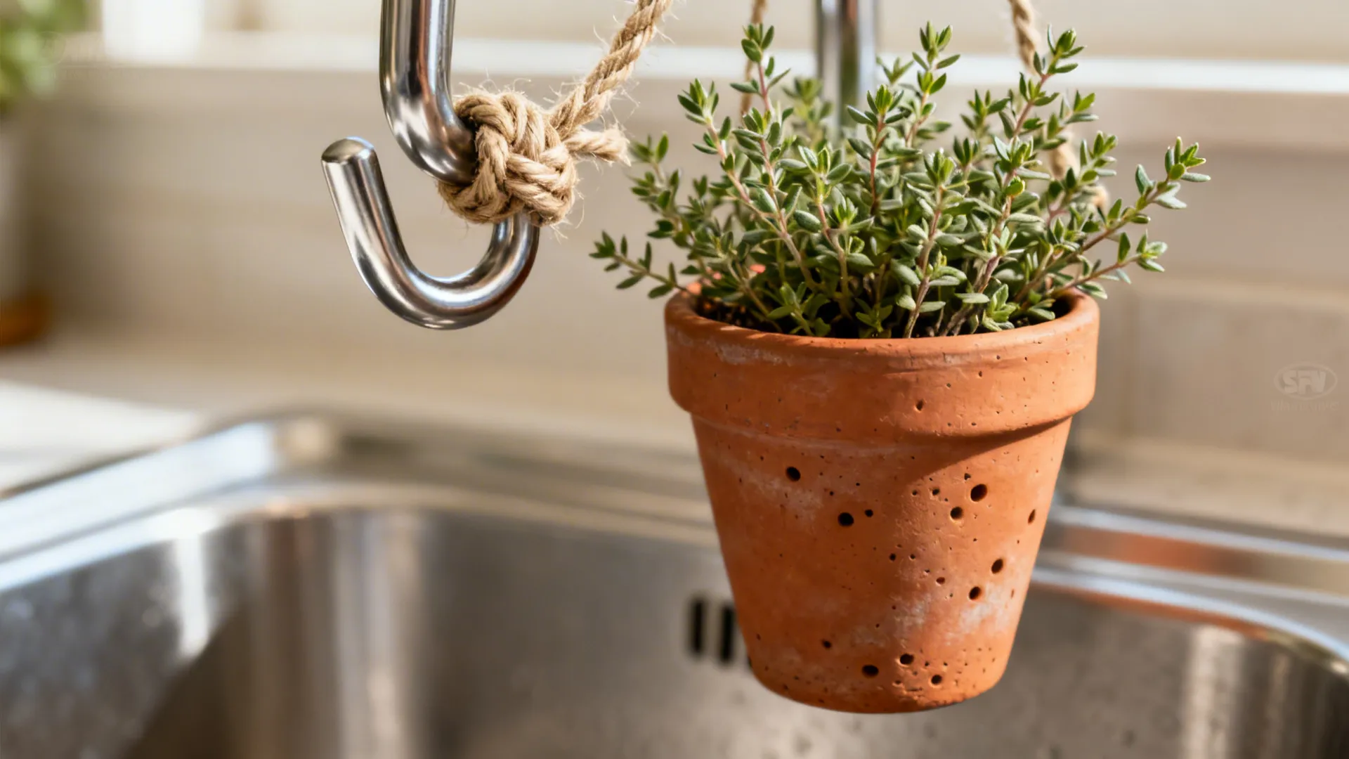Minimalist Herb Trio Over the Sink
