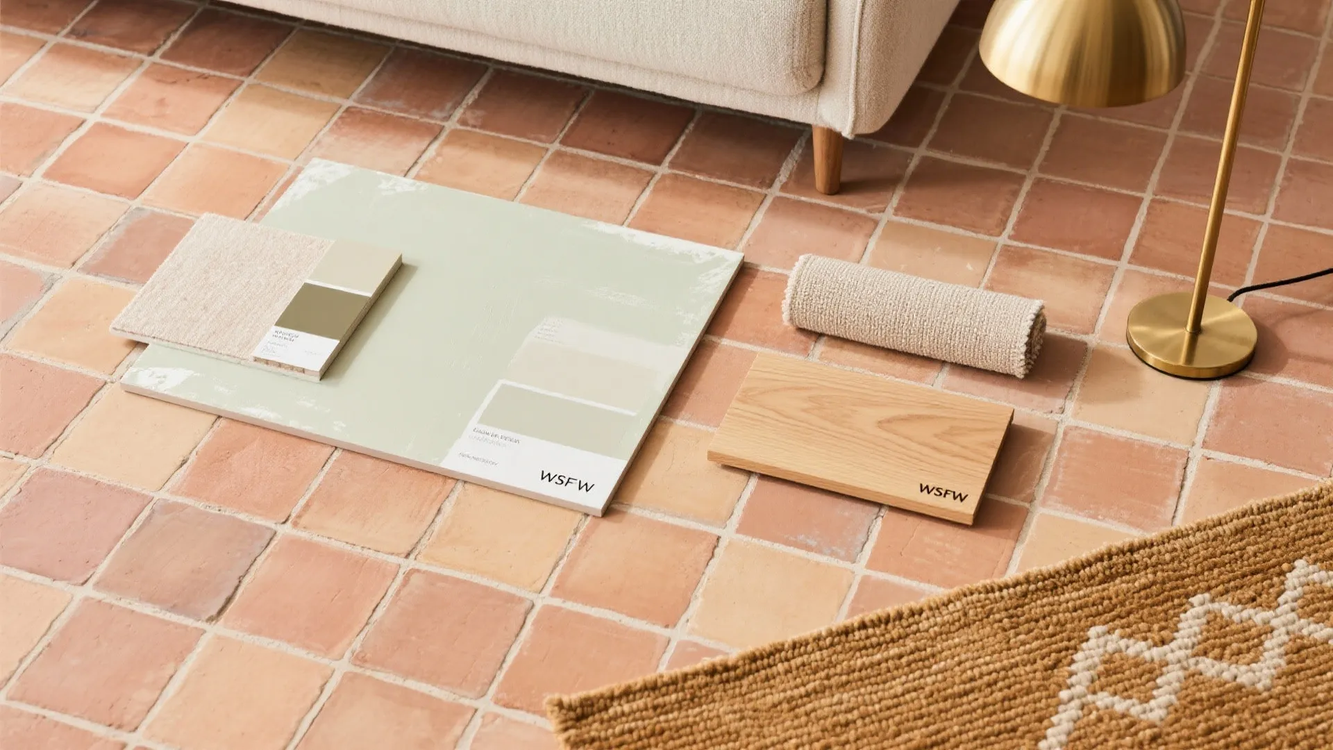 Warm terracotta or clay tiles for a grounded, biophilic vibe