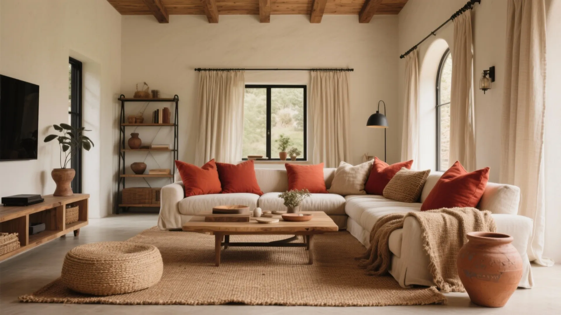 Terracotta reds with warm neutrals