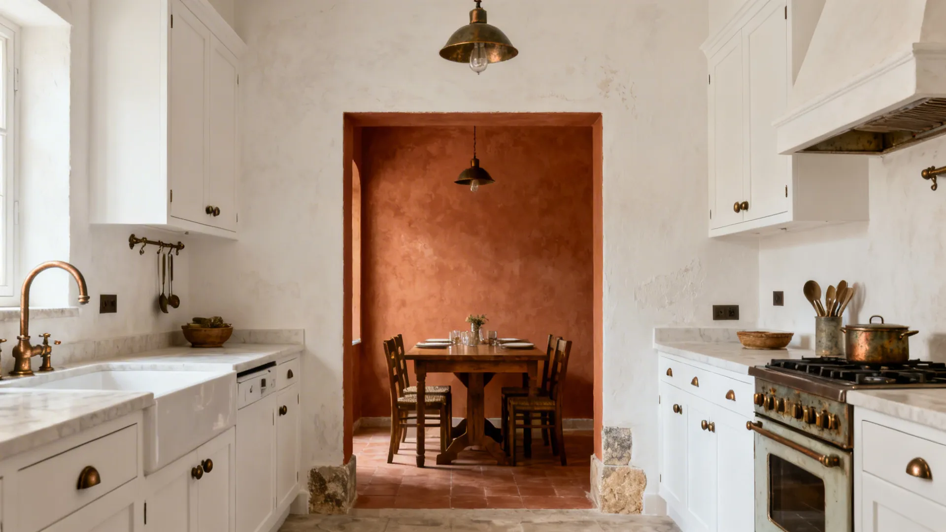 Terracotta, Off-White, and Aged Bronze