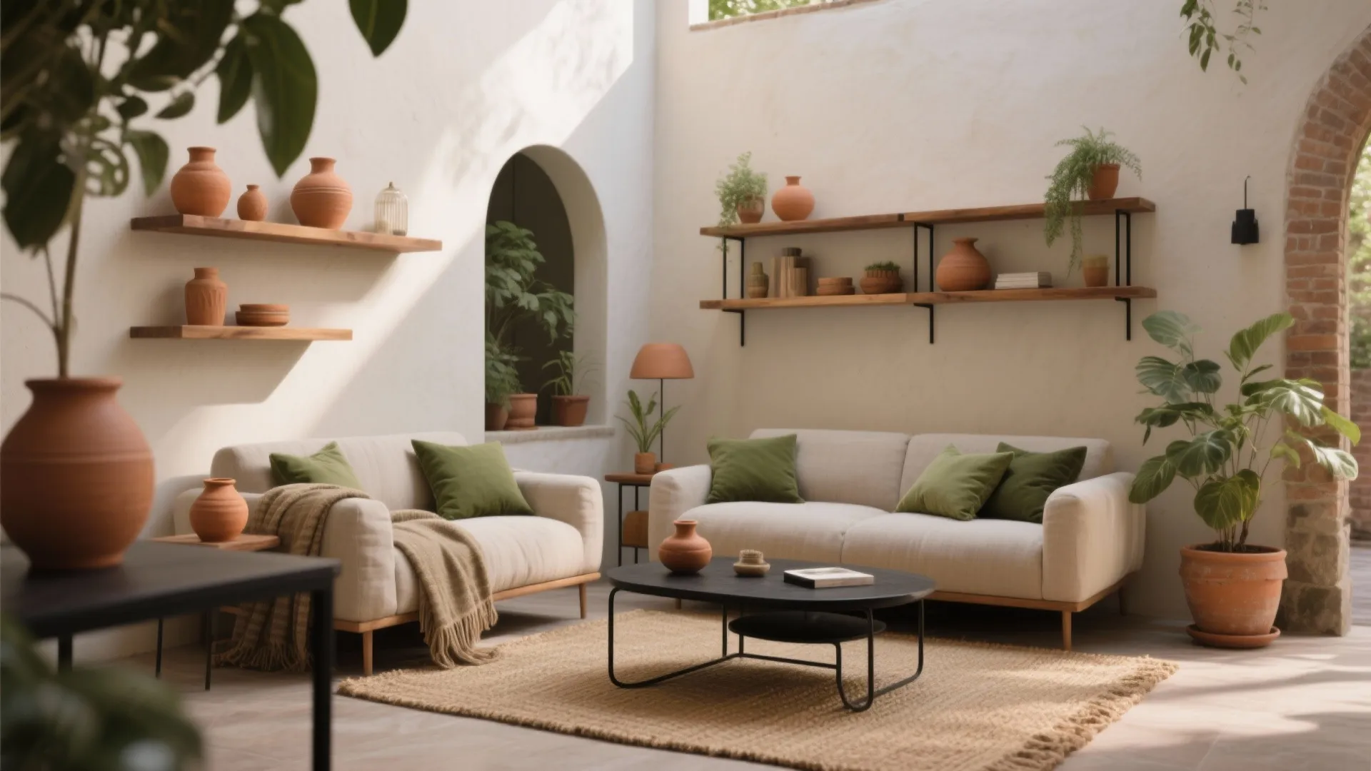 Terracotta + Olive Green: Earthy calm that warms a small space