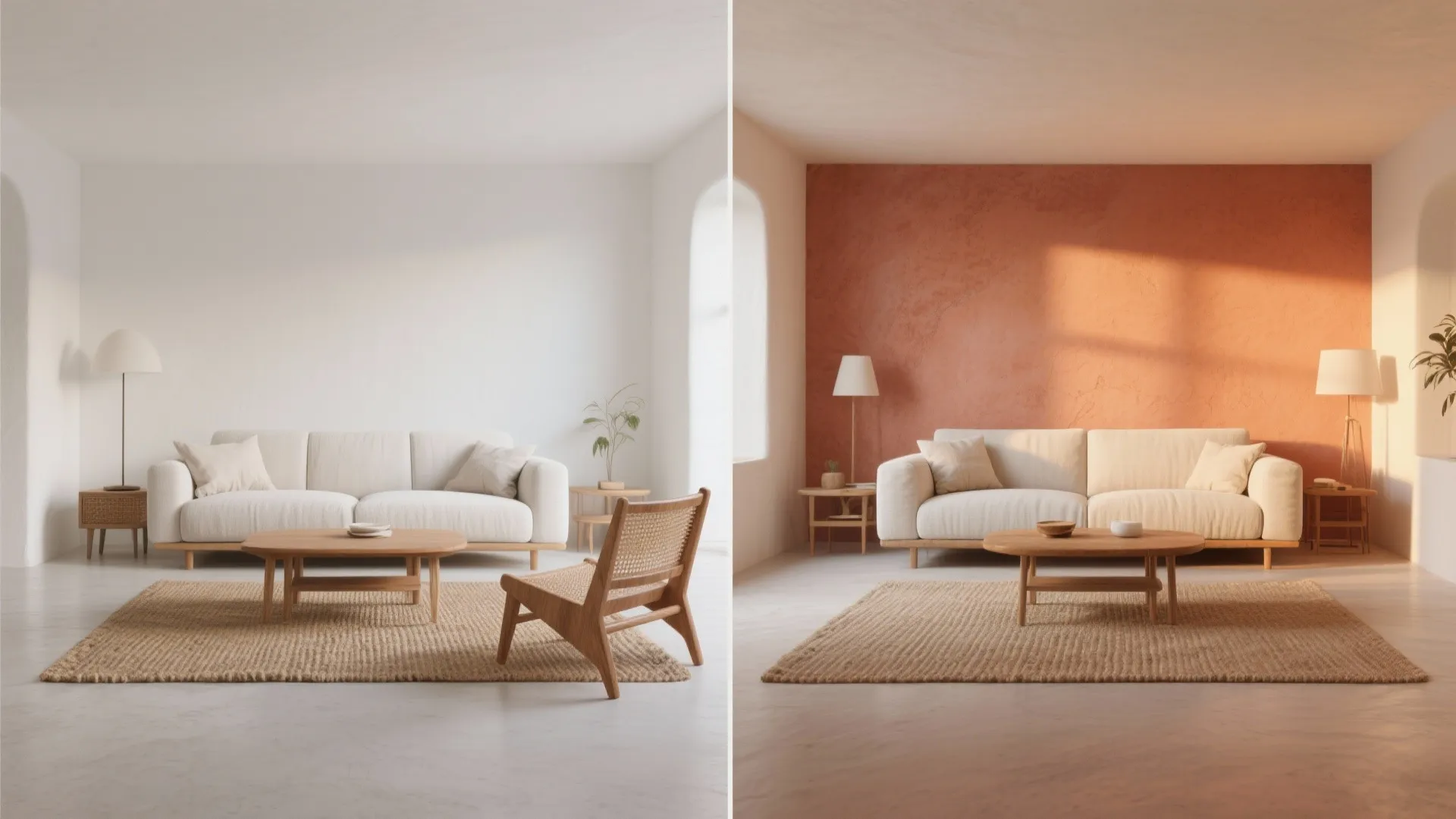 Terracotta Accent Wall + Off-White (Mediterranean Warmth)