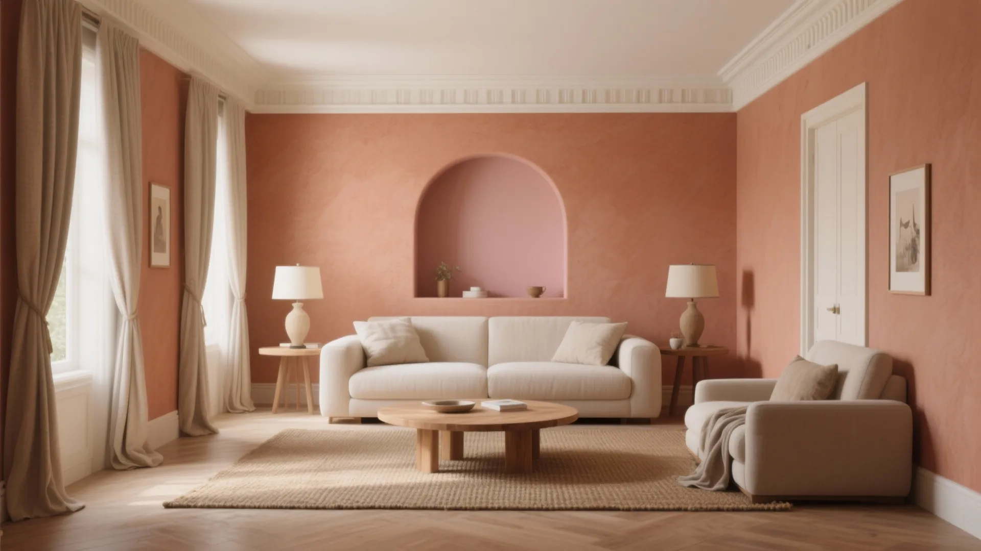 3) Terracotta + Dusty Rose + Bone White