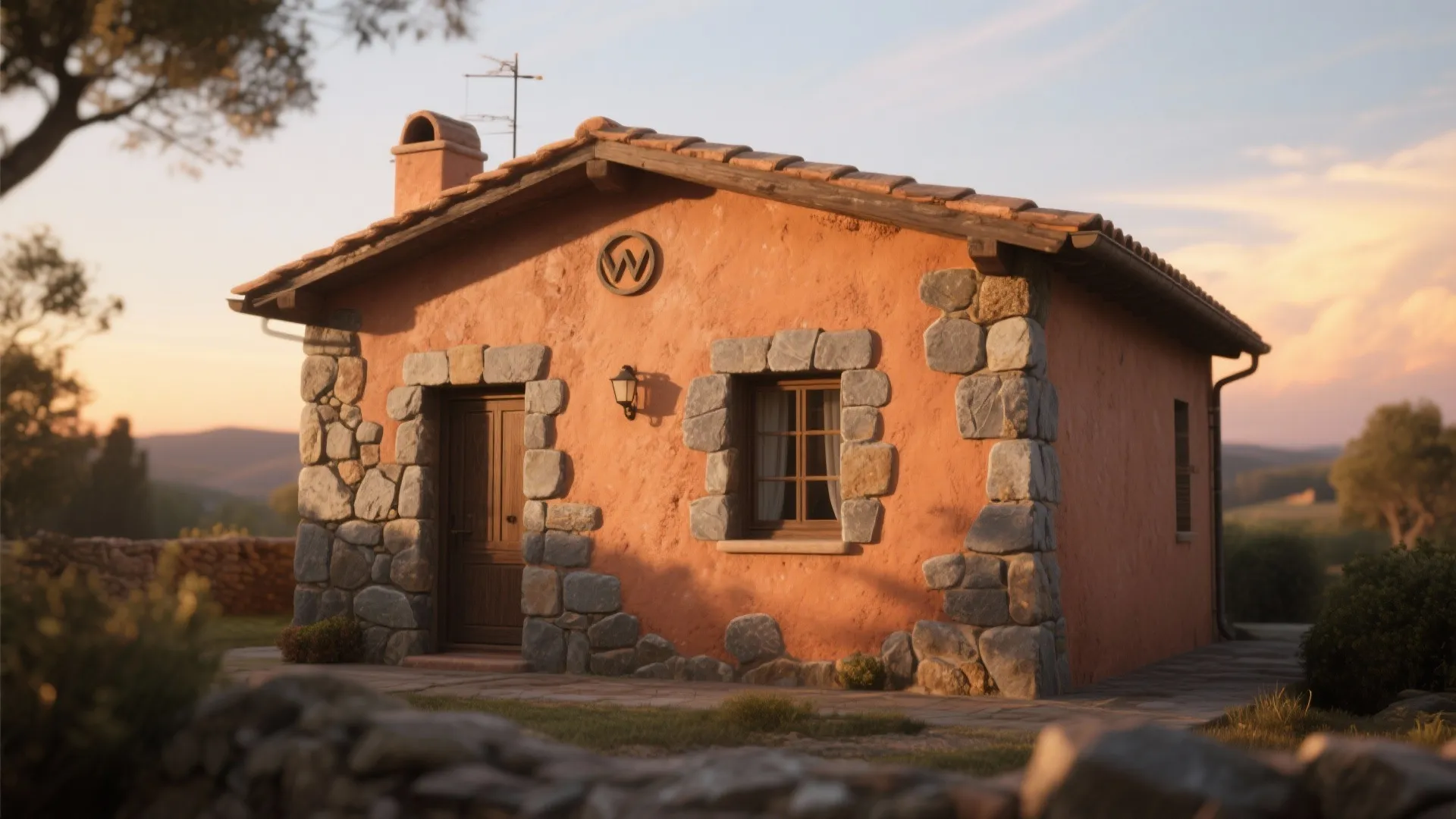 Idea 1: Warm-toned Facade with Natural Stone