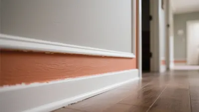 Warm-Toned Baseboard Detail in Modern Hallway