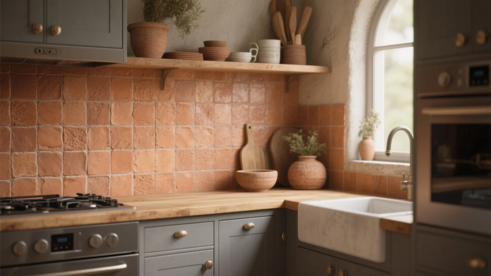 4. Textured Tiles or Terracotta for Warmth