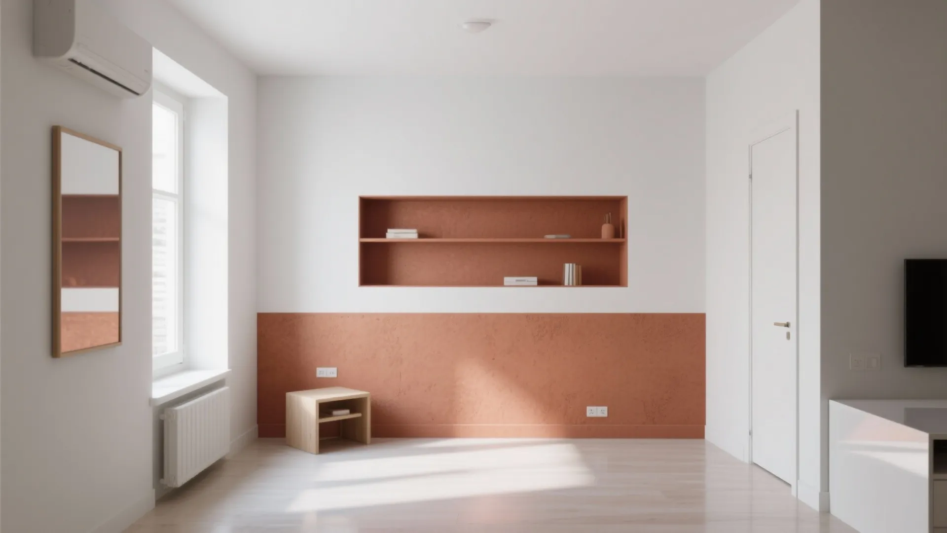 2. Terracotta + Crisp White for Small Rooms