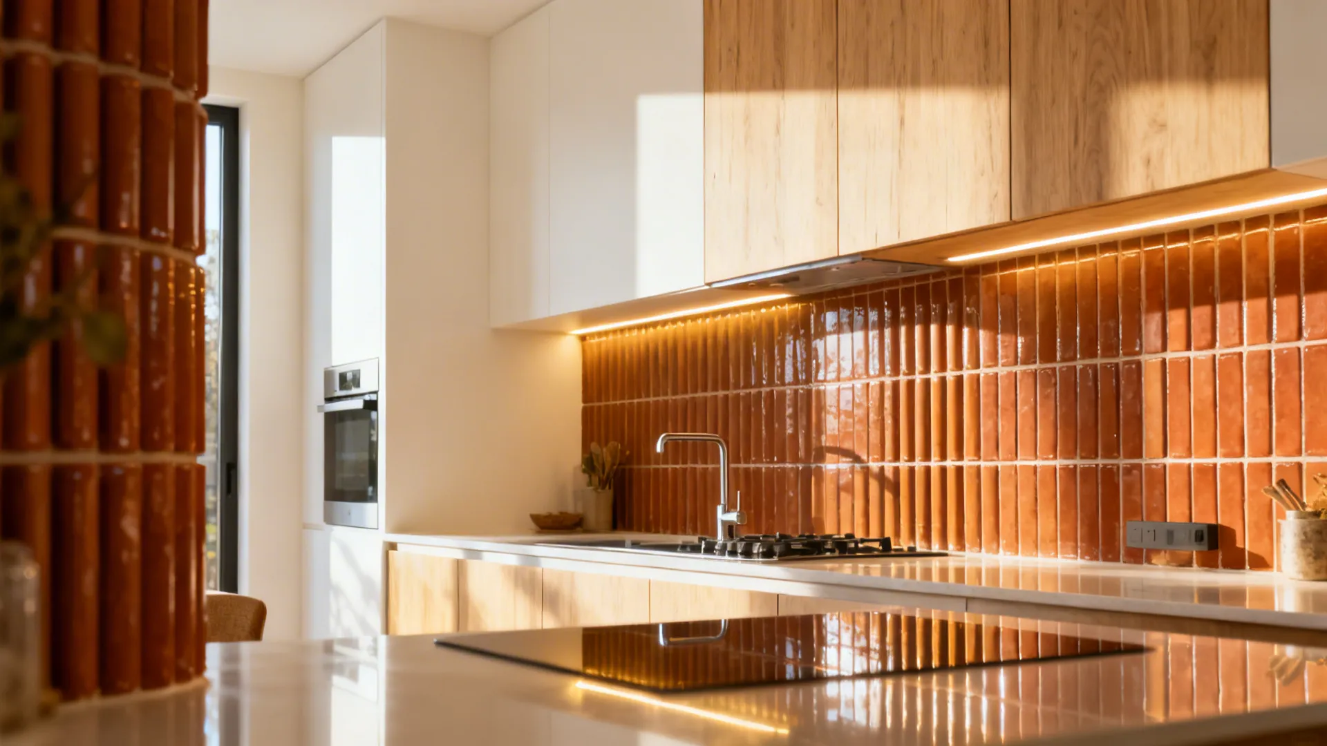 Terracotta Zellige Backsplash for Texture and Glow