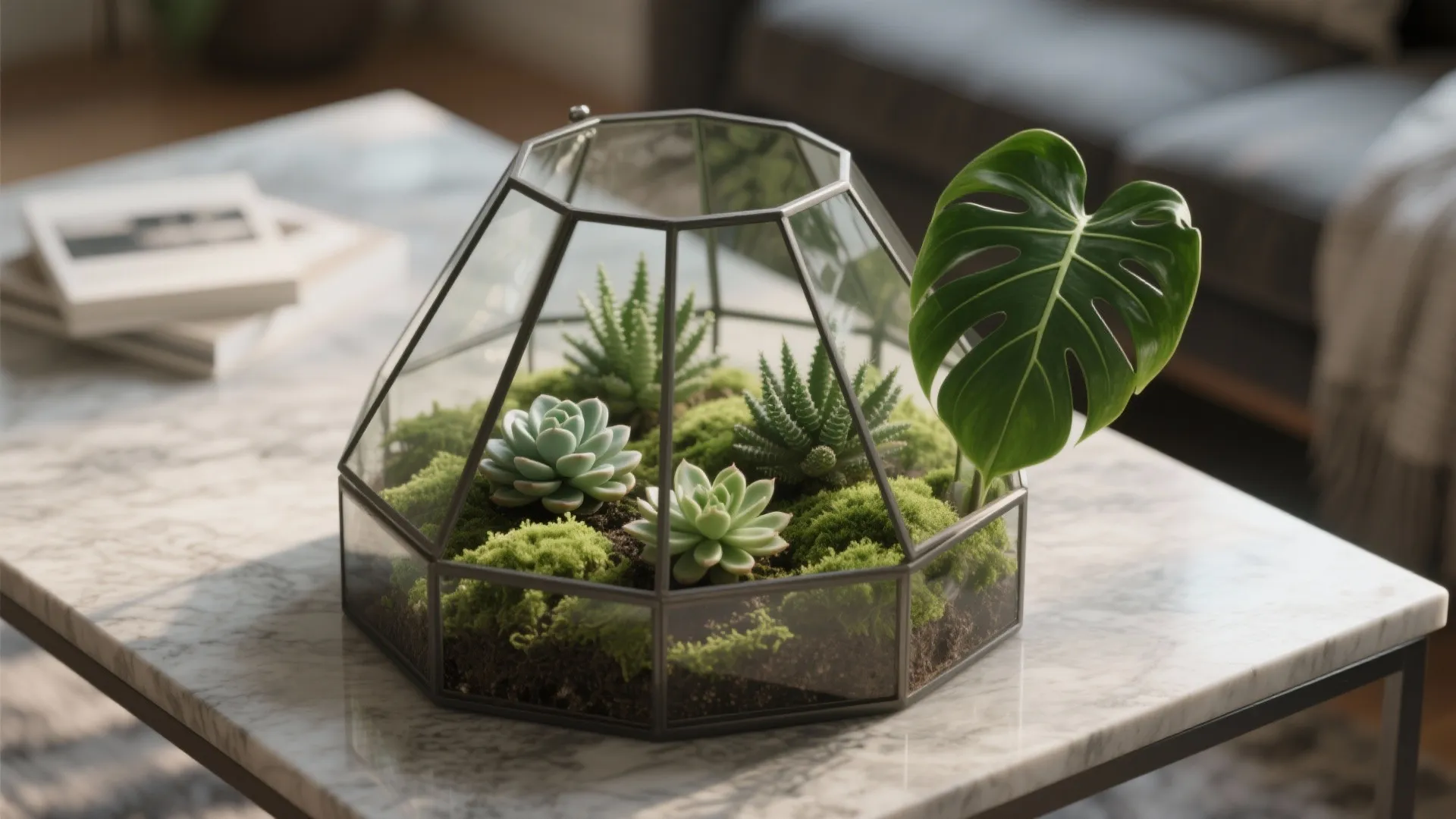 5. Tiny terrariums and clustered pots for surfaces