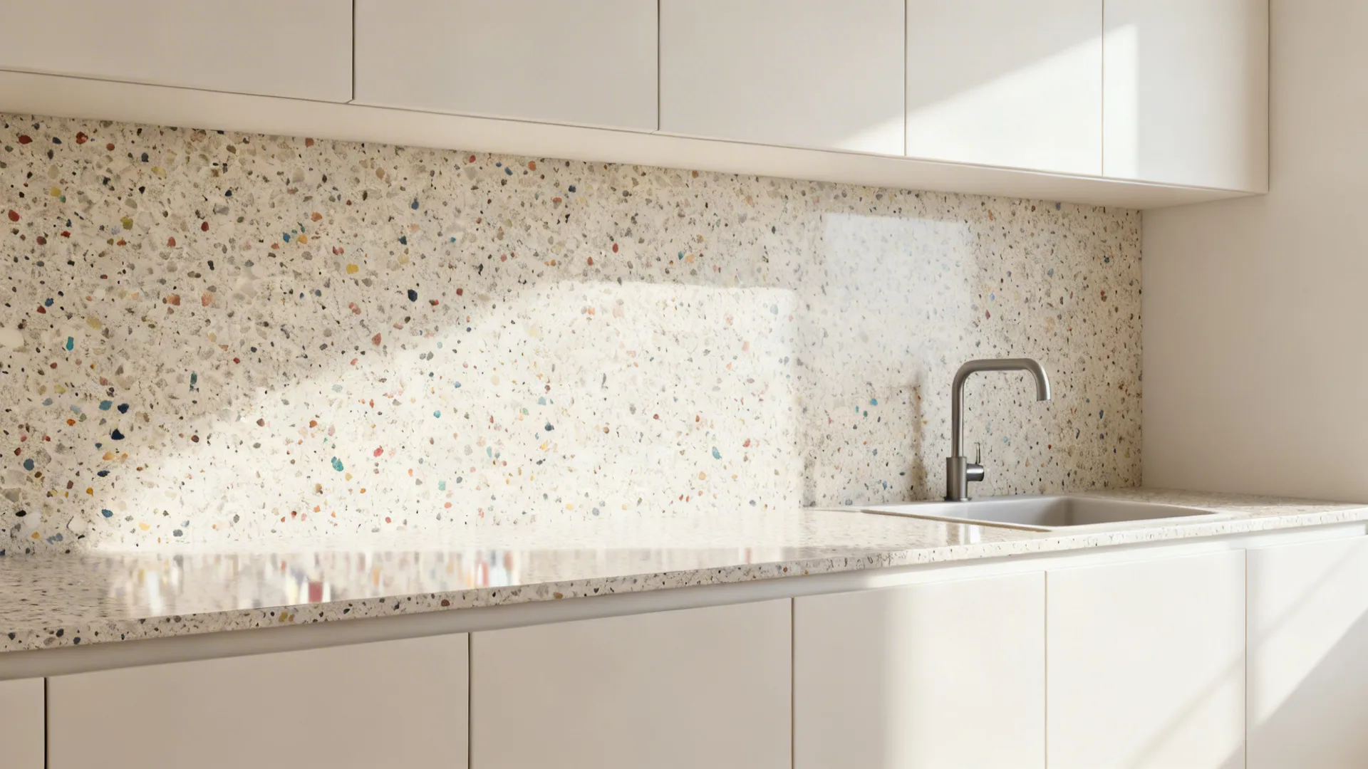 Terrazzo and micro-speckle for easy maintenance