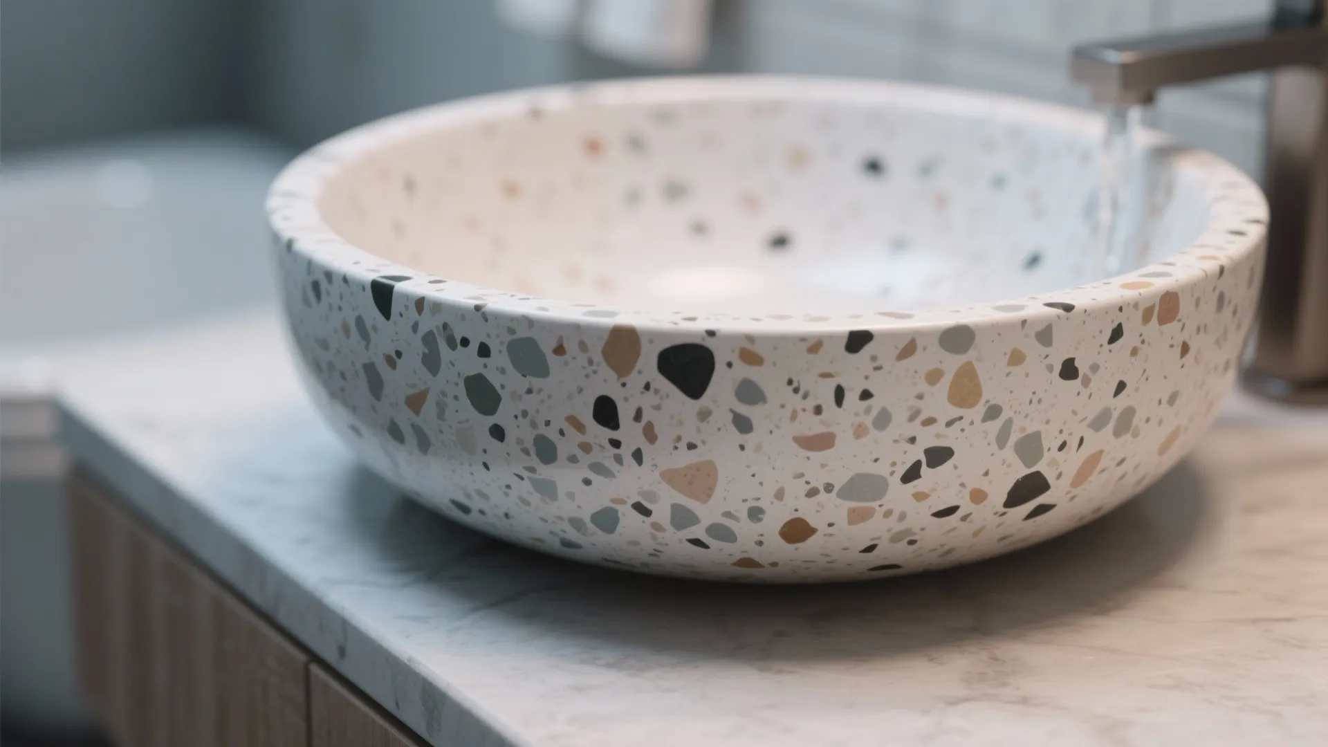 4. Patterned or terrazzo basin for texture