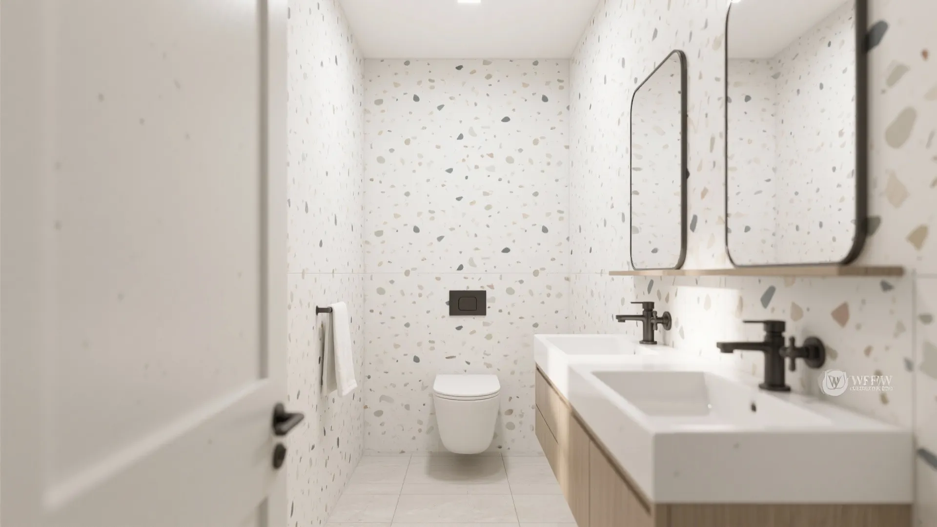 Light Terrazzo-Look for Airy Small Baths