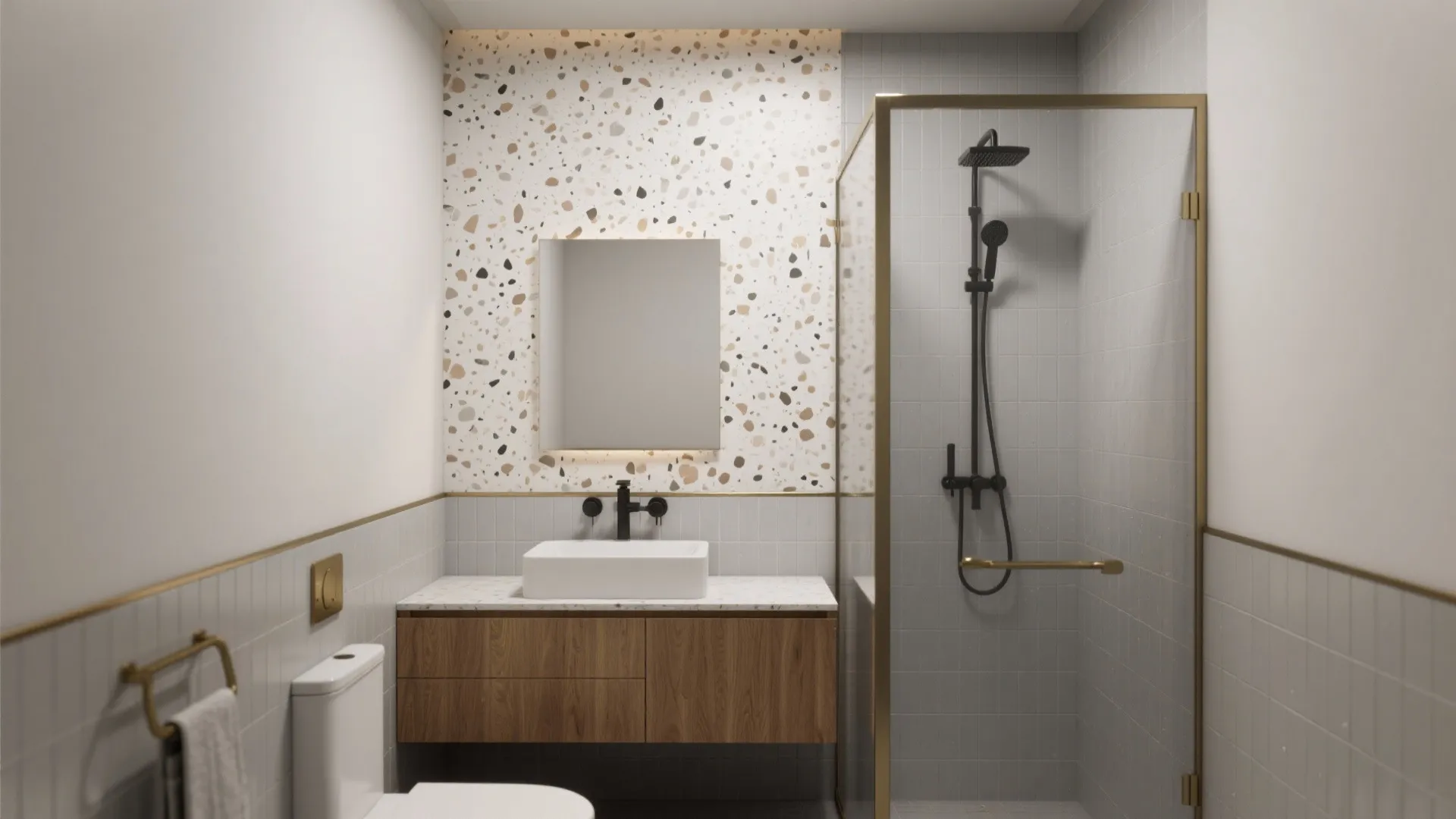 5) Calm Terrazzo (or Terrazzo-Look) Feature Wall