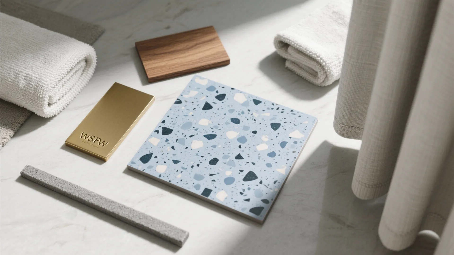 Blue-Grey Terrazzo-Look Porcelain for Texture
