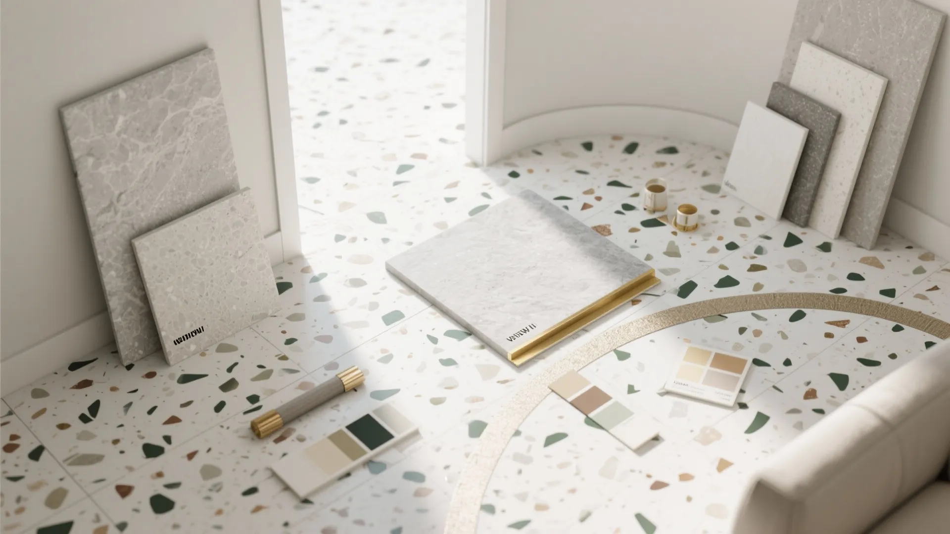 Terrazzo or Stone Slab Flooring for Zoning and Personality