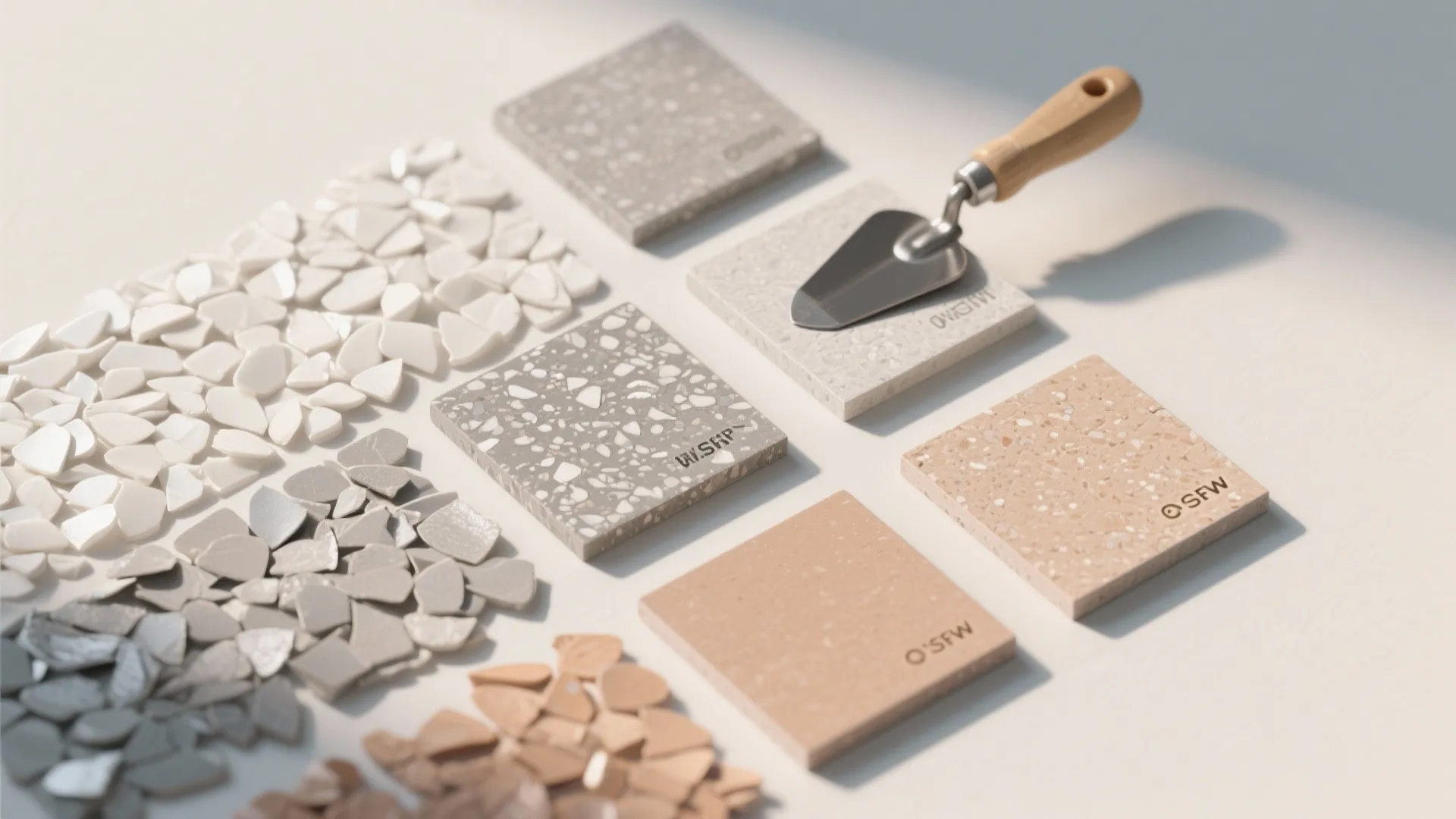 Terrazzo-look epoxy with microchips