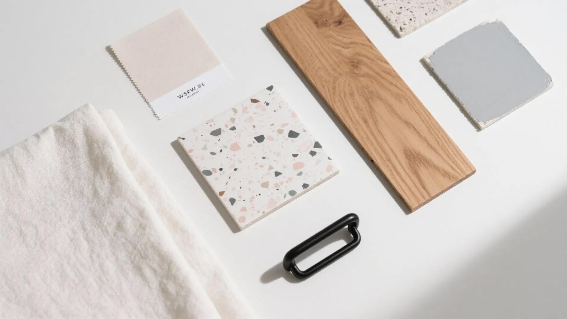 Terrazzo feature wall with restrained palette