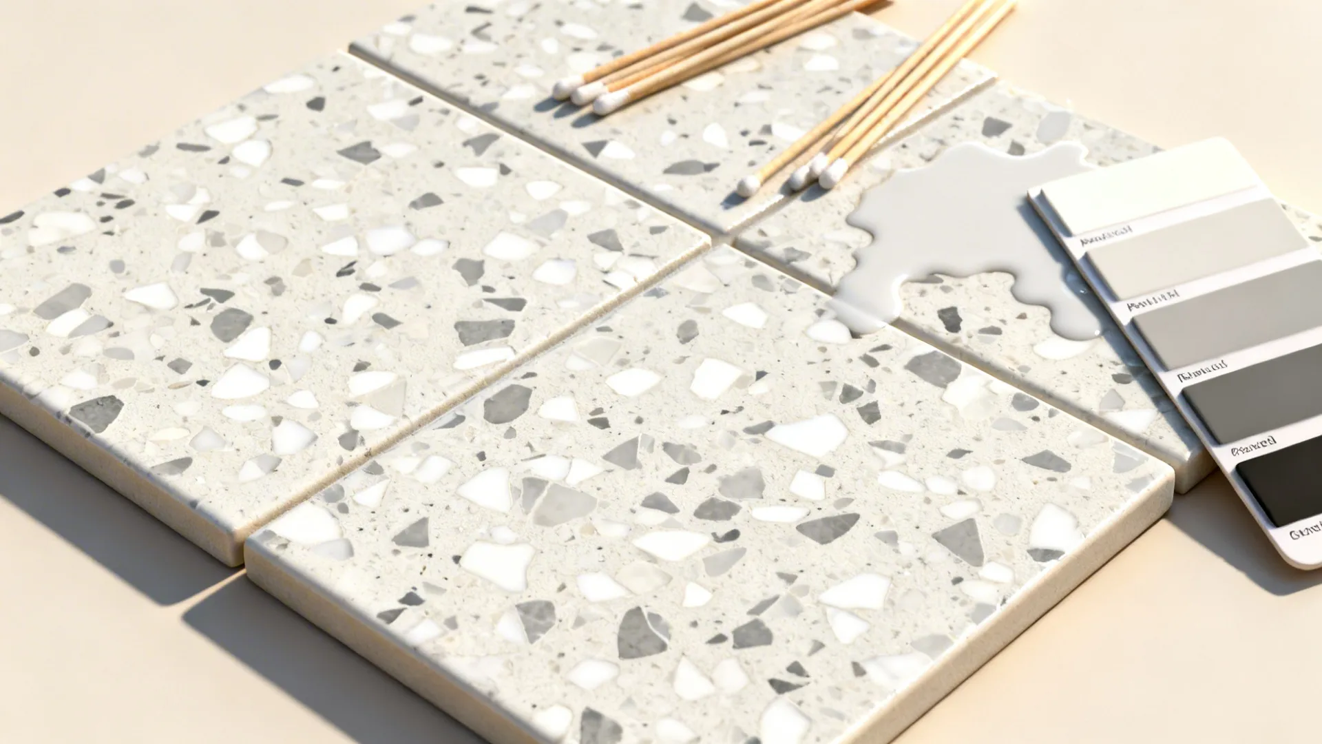 Terrazzo-look tiles that hide spills yet stay bright