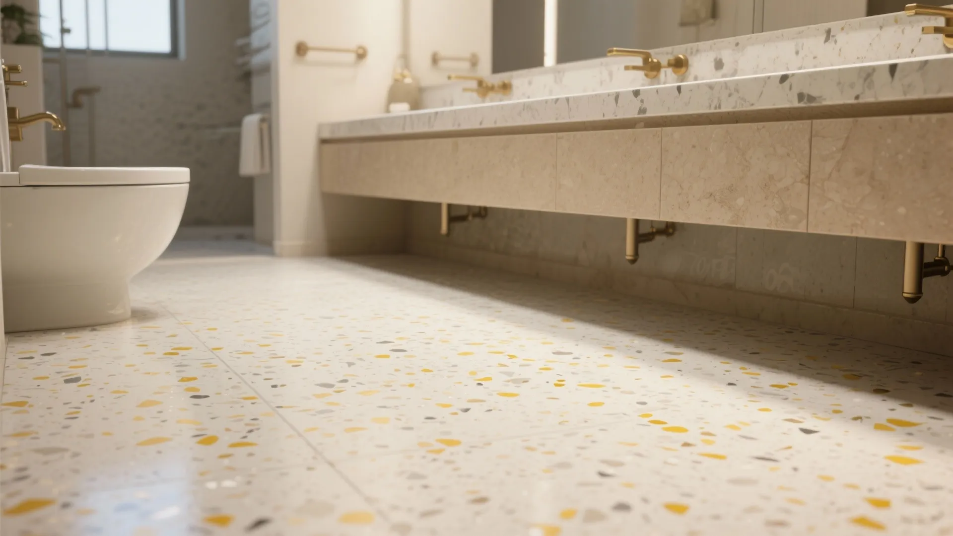 4. Terrazzo and speckled floors with yellow flecks