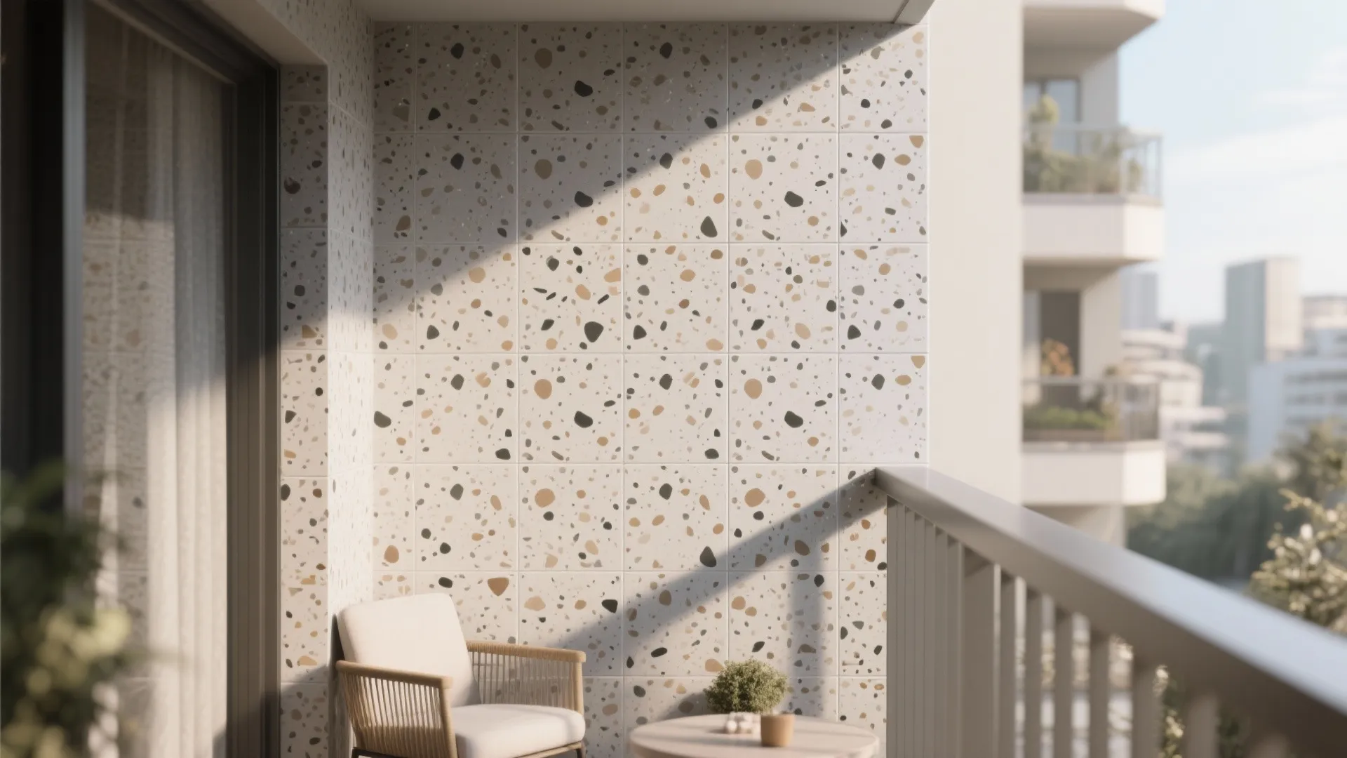 Idea 4: Speckled terrazzo-look porcelain for playful texture