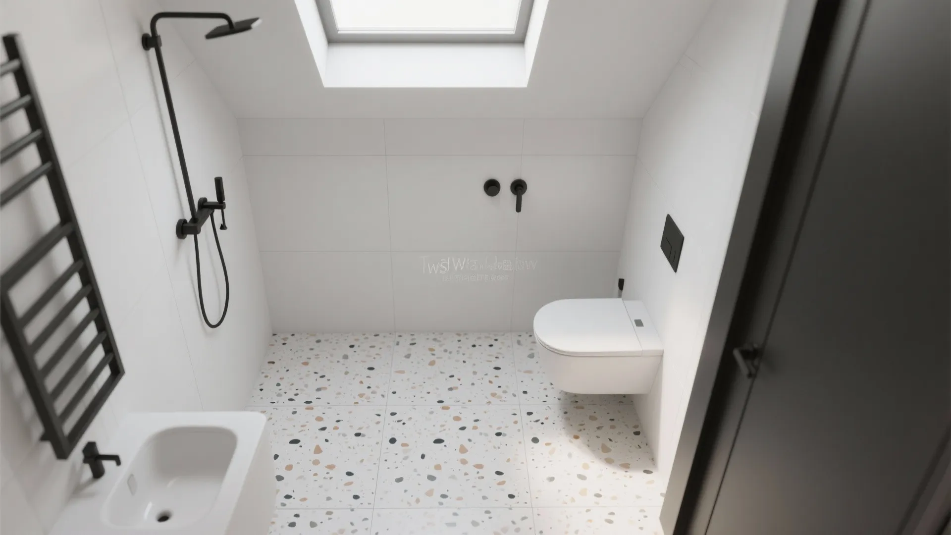 Textured terrazzo-look with color-fleck balance