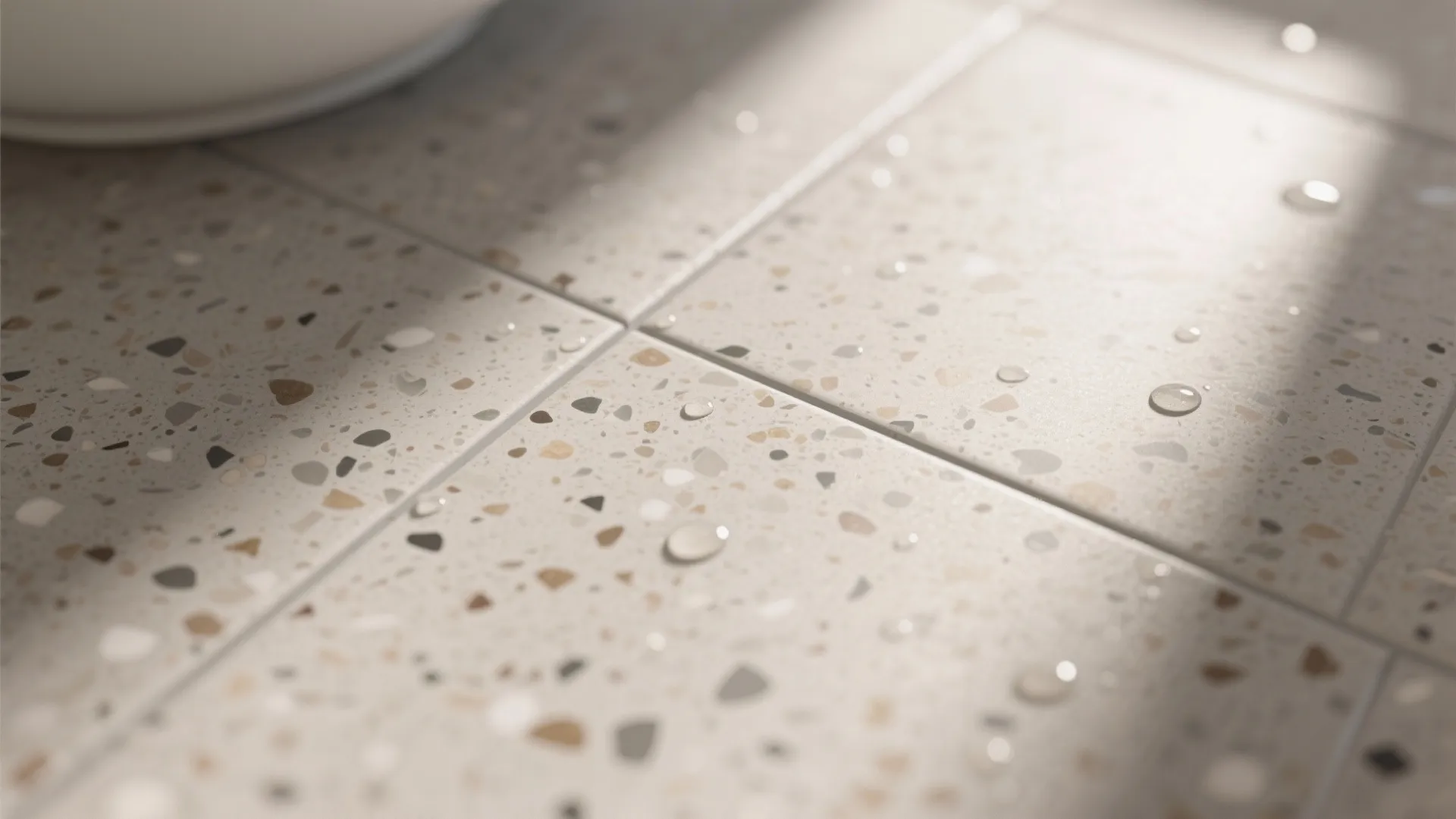 Matte Terrazzo Calm: Spa-Friendly Slip Control
