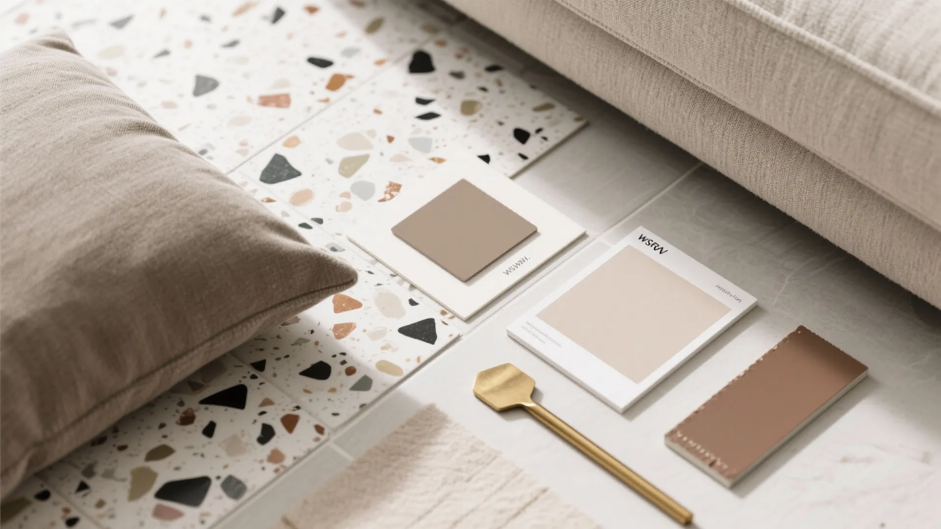 5) Terrazzo tile accent wall with color zoning