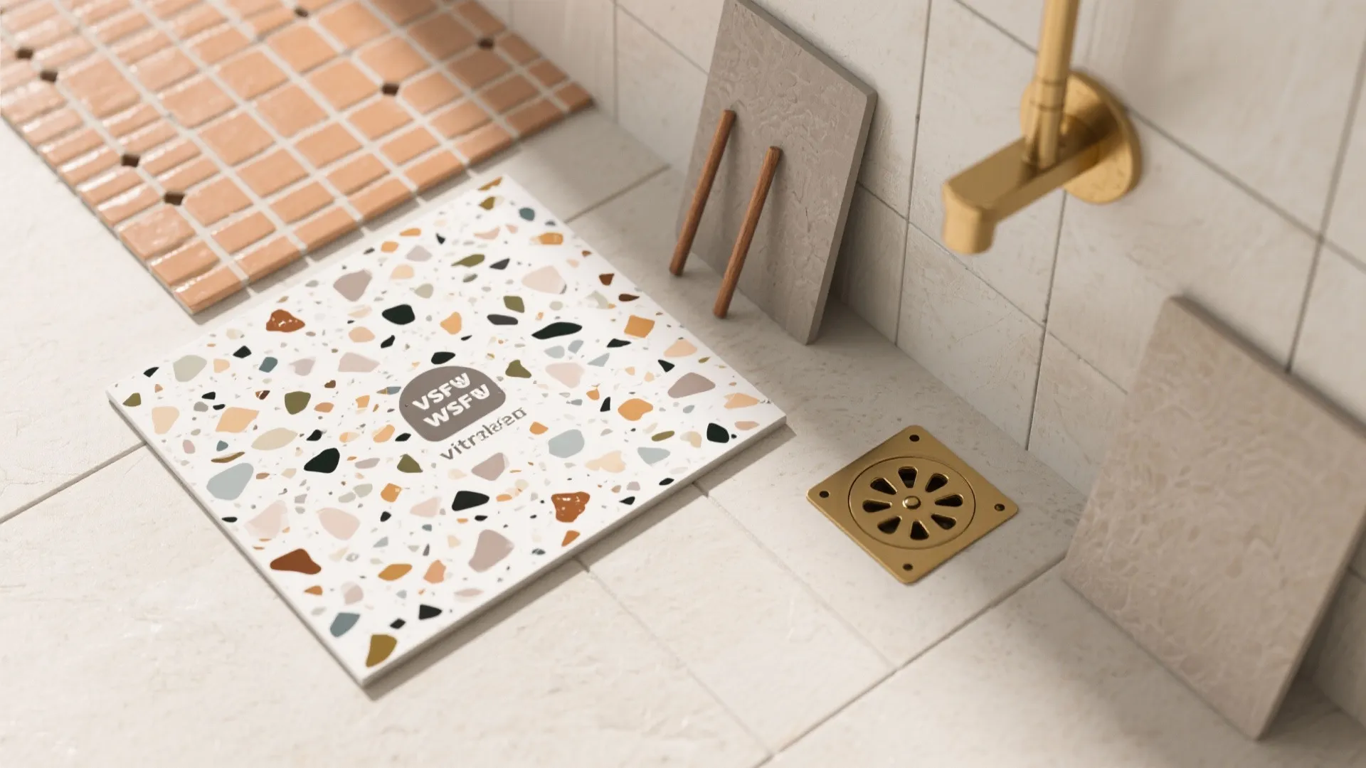 Speckled Terrazzo And Mosaic Accents