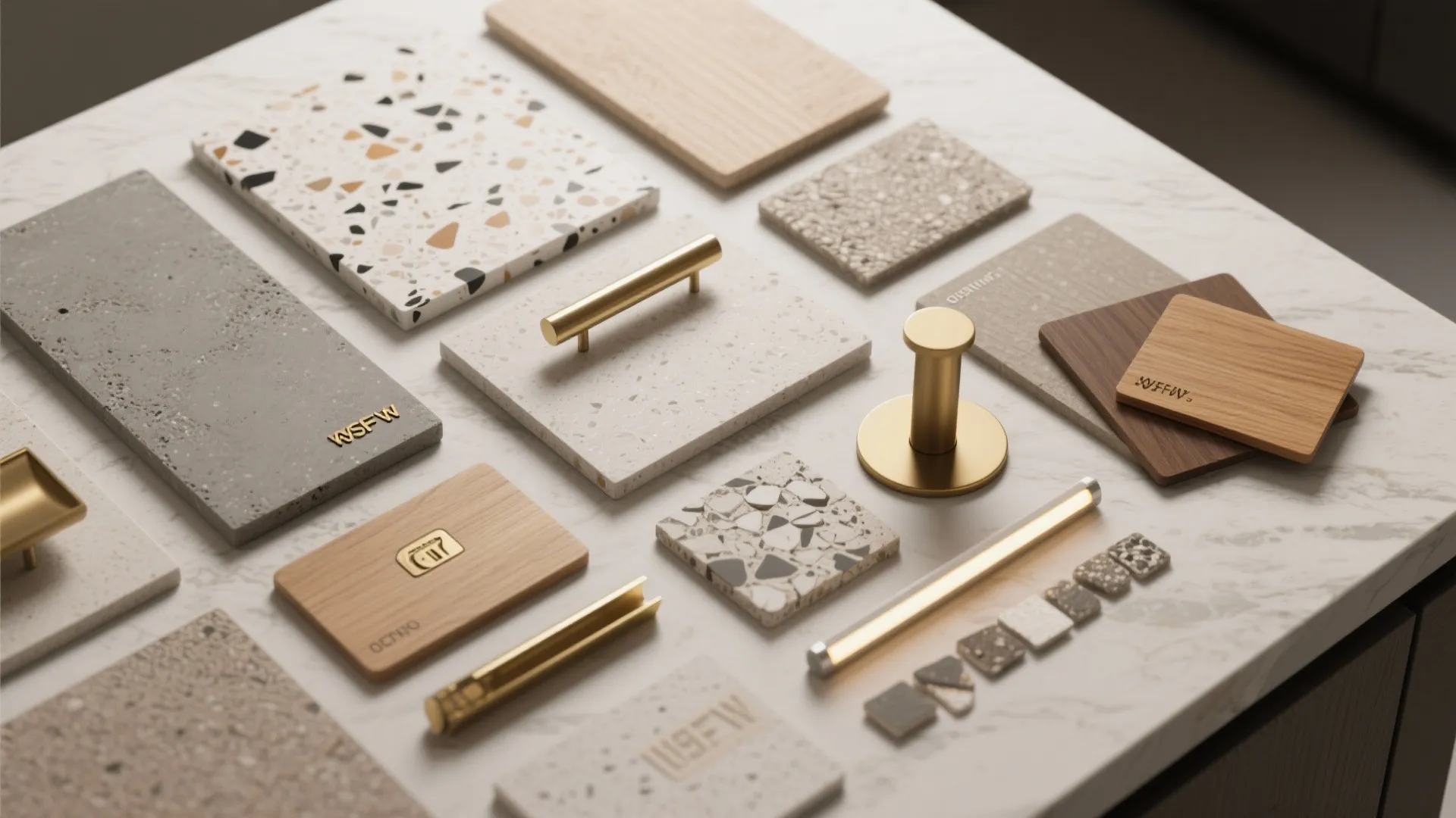 5. Terrazzo or concrete top with minimal base