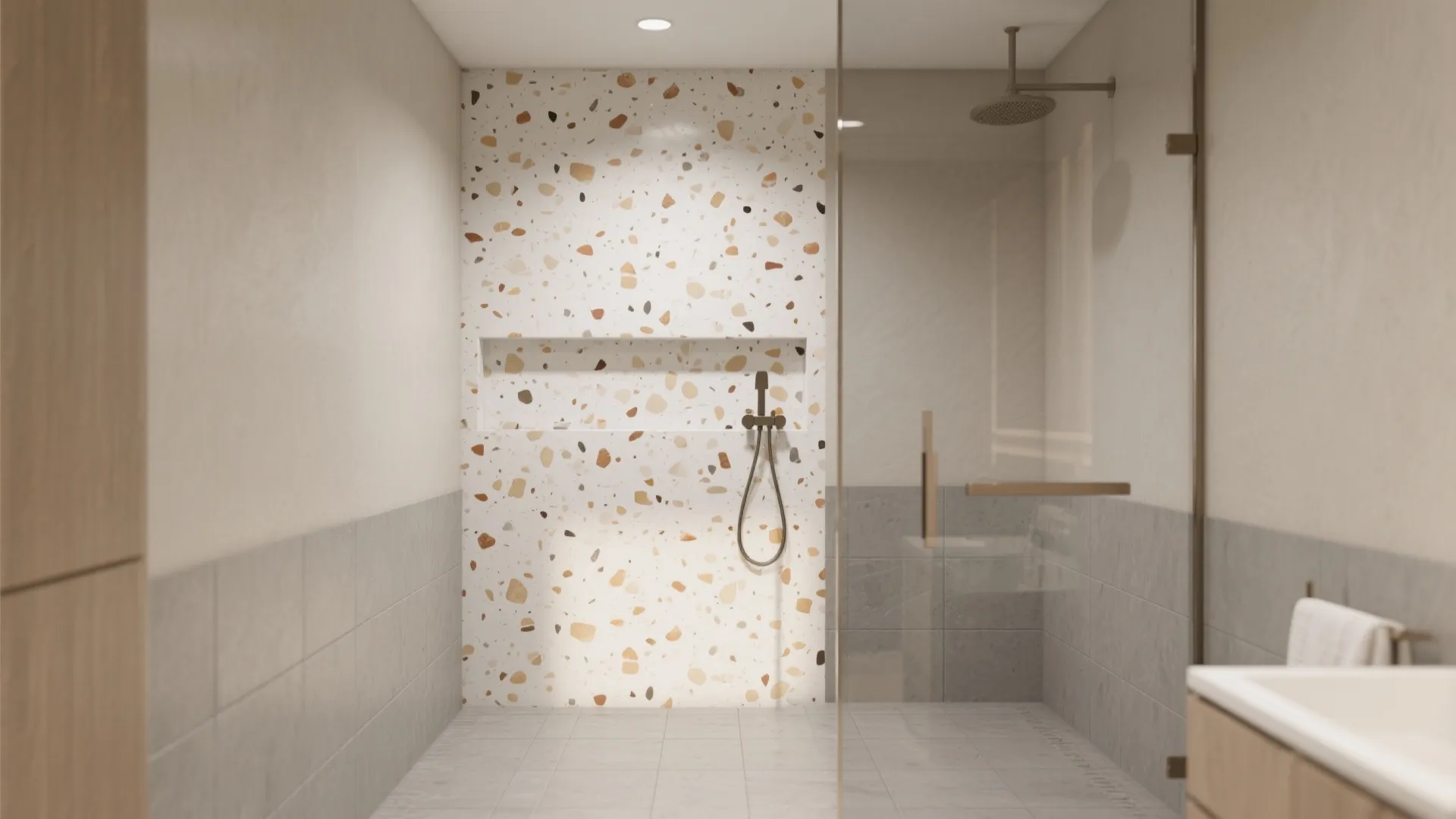 Terrazzo and speckled stone for playful accents