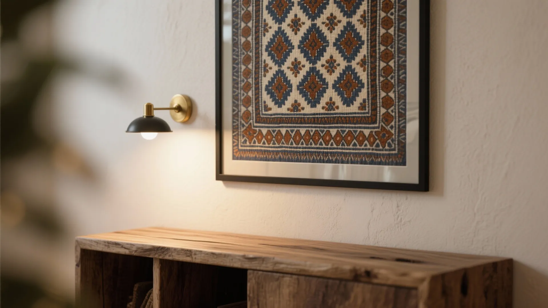 Accent walls with Indian textiles and art