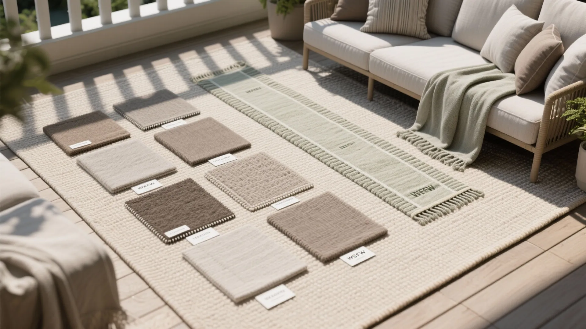 Outdoor textiles: rugs, cushions, and weatherproof fabrics