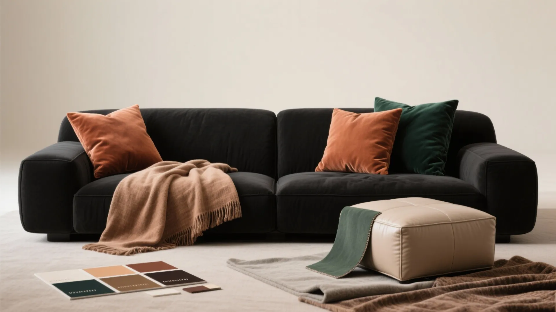 3. Add contrast with throw cushions and fabrics